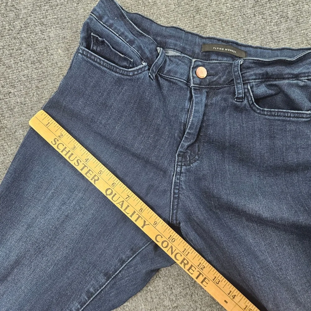 Flying‎ Monkey Flare Jeans Womens 26 Dark Wash Raw Hem Denim Retro Boho Boho